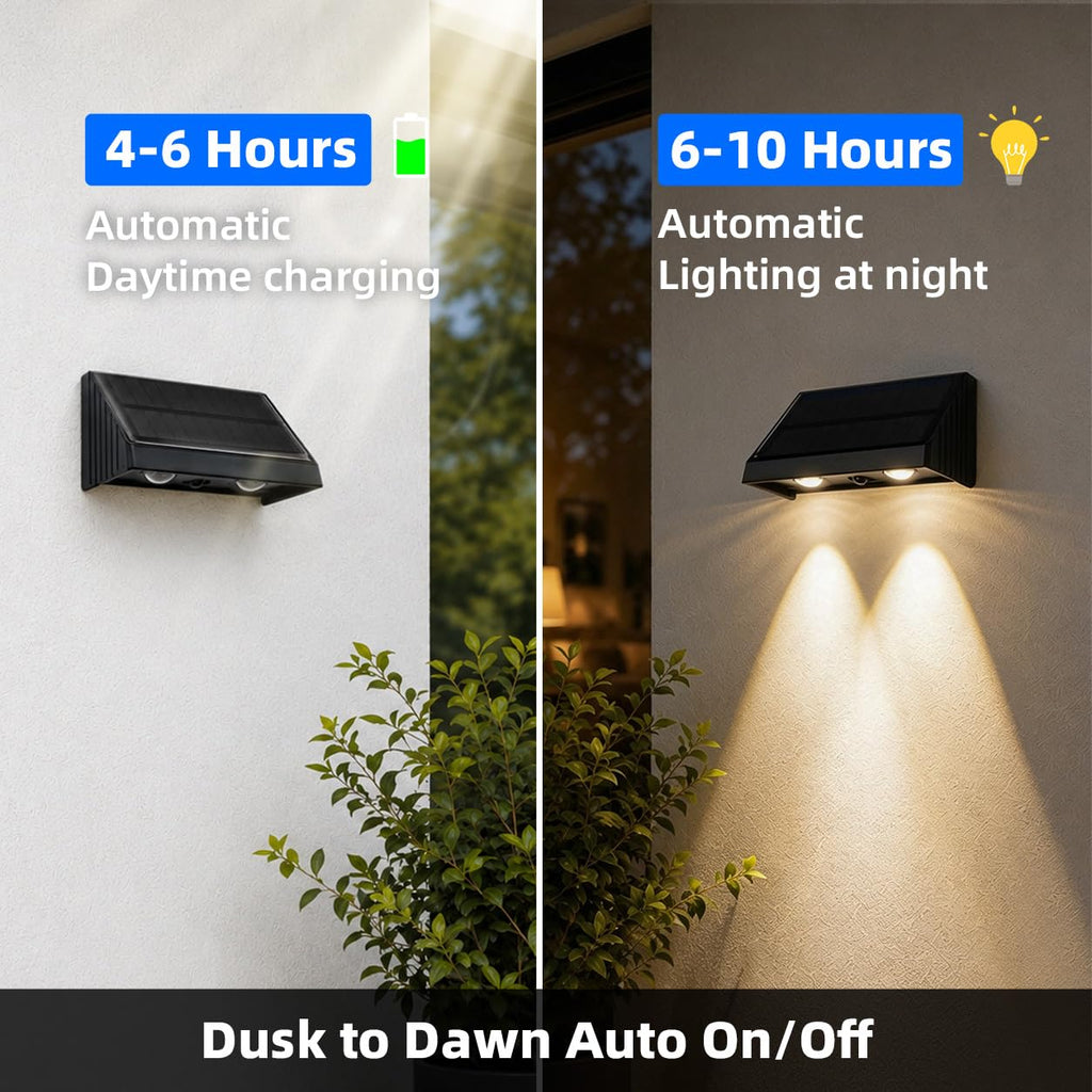 Solar Fence Lights Outdoor Dusk to Dawn for Deck, Porch, Address, Wall
