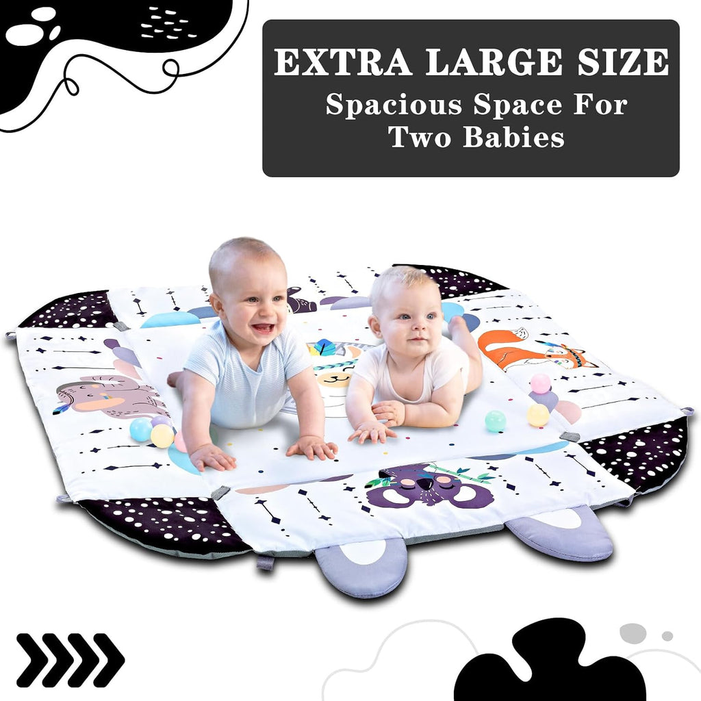 Gym Play Mat, in-1 Tummy Time Mat & Activity Gym, Washable Ball Pit, Infant Play Mat with Detachable Toys