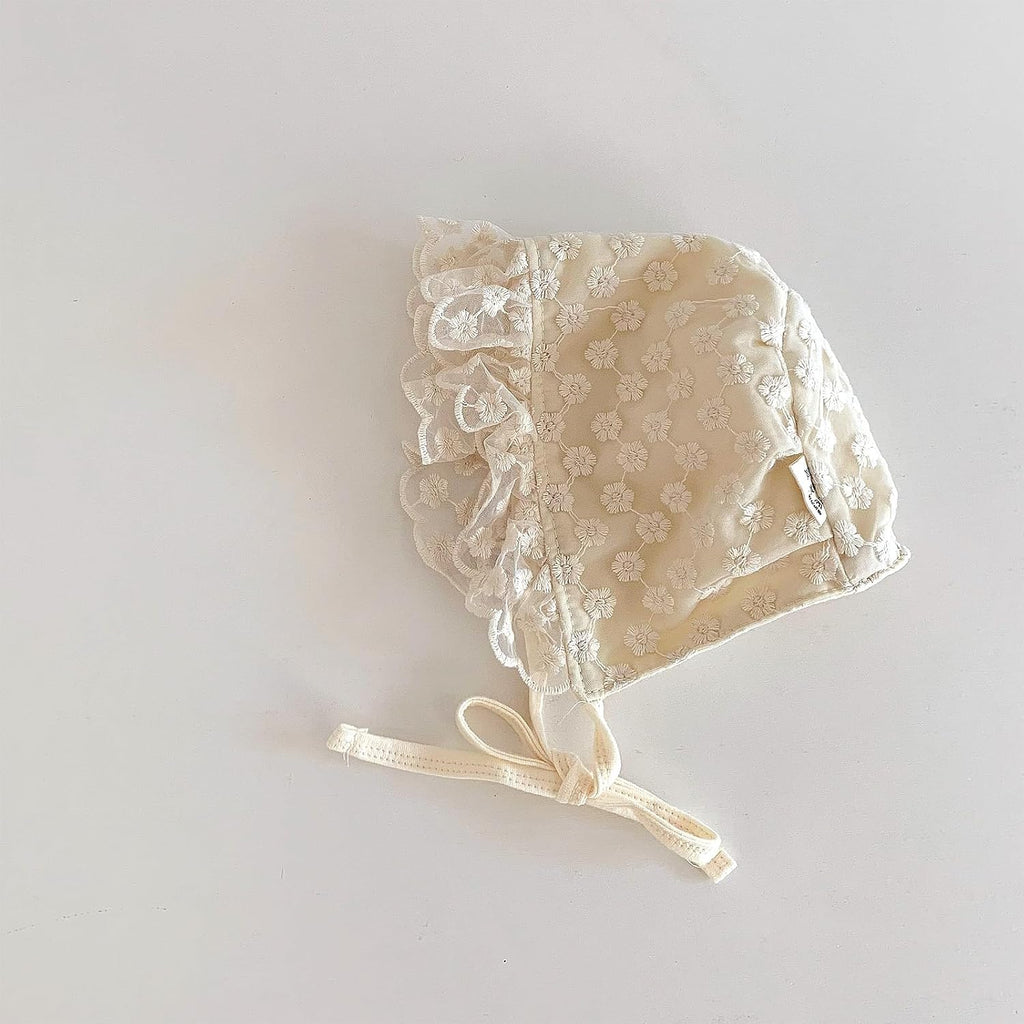 Baby Girls Lace Cotton Bonnet Retro Style Embroidery 0