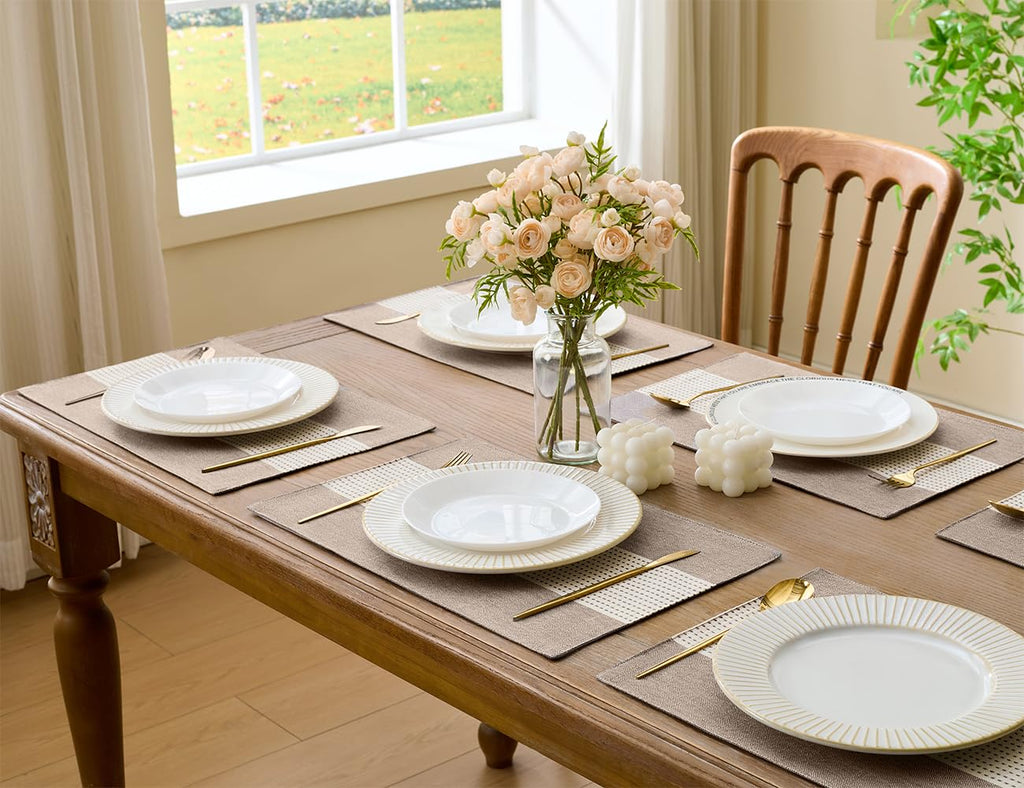 Linen Placemats Set of 4, Macrame Place Mats Table