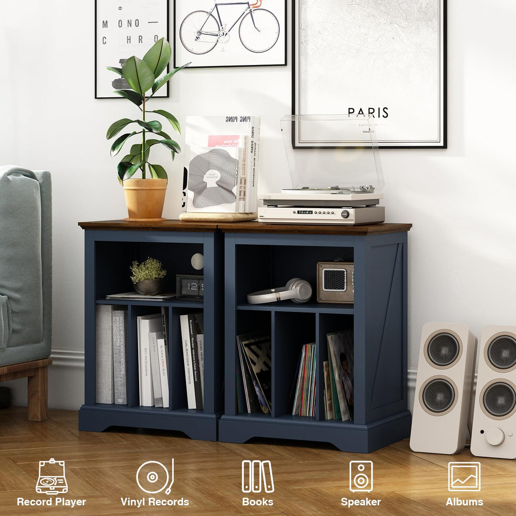Large Farmhouse Record Player Stand, 31.5" Turntable Stand, Blue