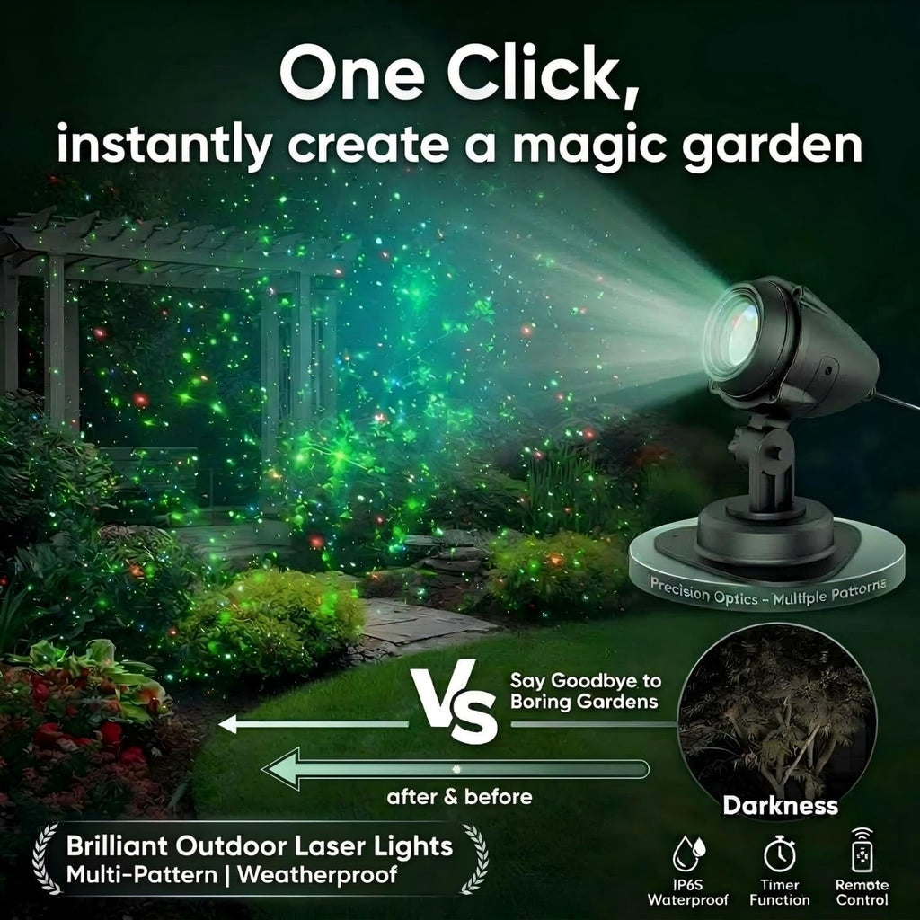 Laser Christmas Projector Lights Outdoor, 3-Color Star Moving Effect