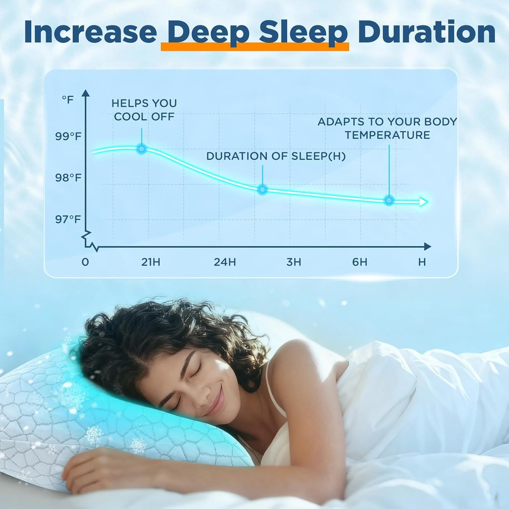 Cooling Pillow King Size 1 Pack, Adjustable Bed Pillows for Sleeping, Luxury Shredded Memory Foam Pillows, Soft Yet