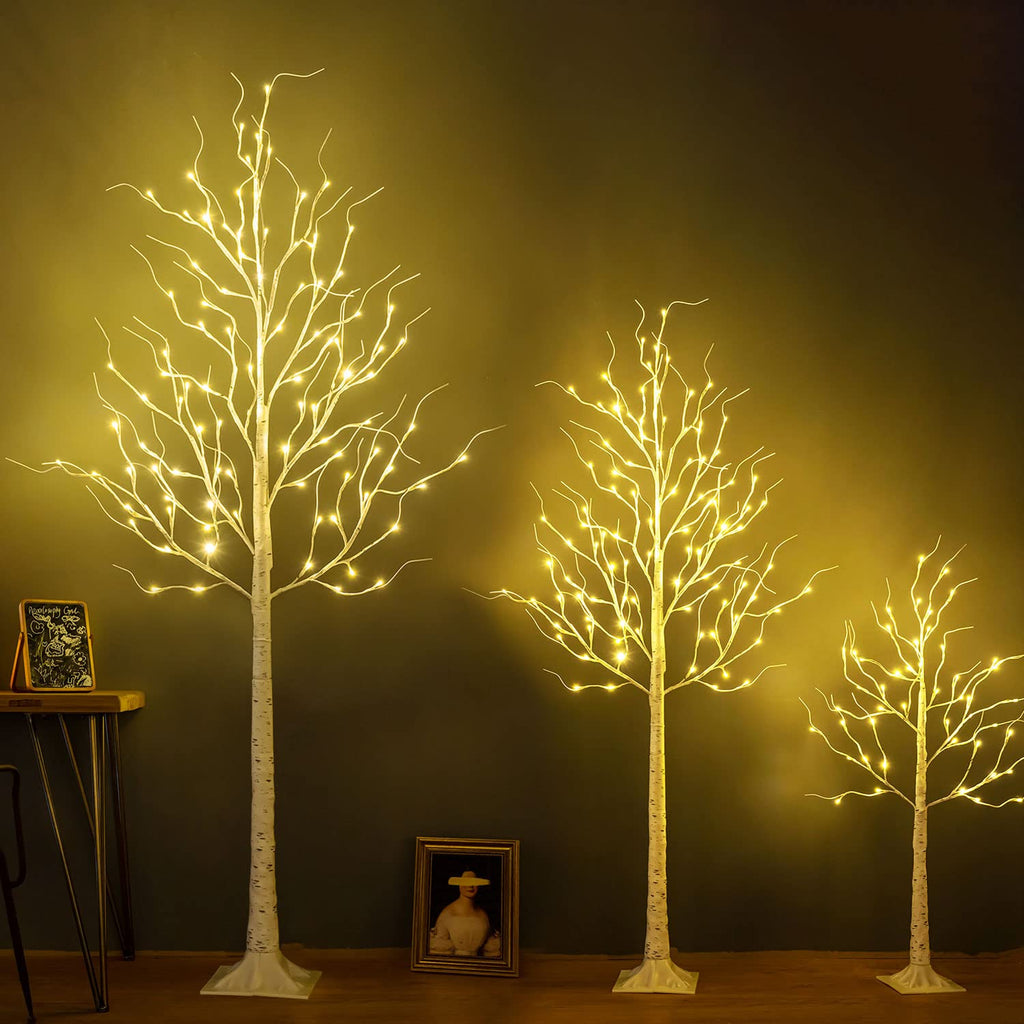 Lighted Birch Tree, 8ft Birch Tree Lights, Large Artificial Twig Tree Light 9Modes Timer for Indoor Outdoor