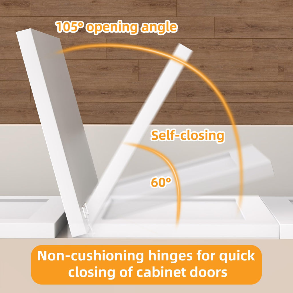 Non-Slow Close Regular Hinges, 1/2" Overlay Standard Concealed Cabinet Hinges for Face Frame Door, 3D Self Closing