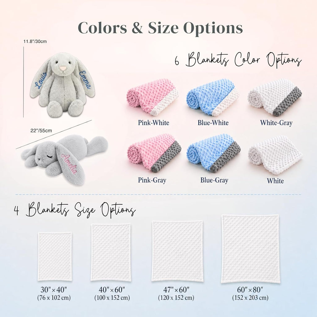 Blanket and Plush Bunny Set, Custom Blankets and Rabbit