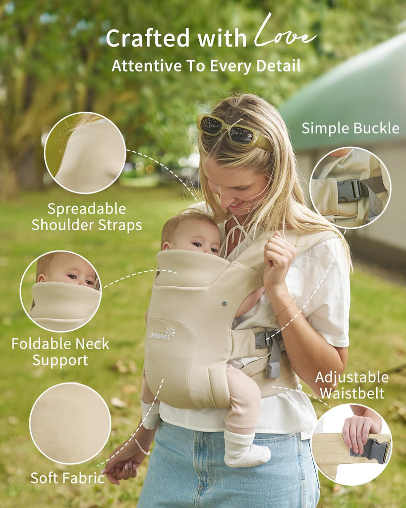 Newborn Carrier, Ergonomic, Cozy Baby Carrier, Cream