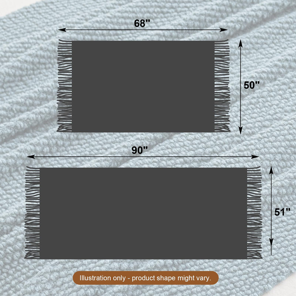 Textured Knit Throw Blanket with Tassel Fringe for Sofa Bed Couch