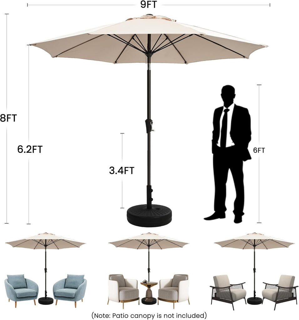 9FT Large Outdoor Patio Umbrella Market Table Umbrella-UV Resistant, Easy Push Button Tilt and Crank - Navy
