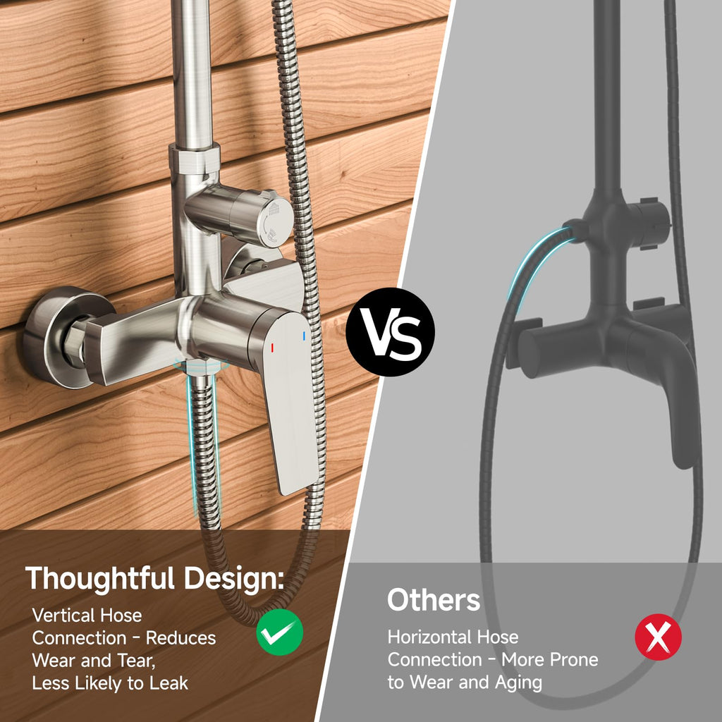 Outdoor Shower Kit with Brass Valve, 10 Inch, Brushed Nickel