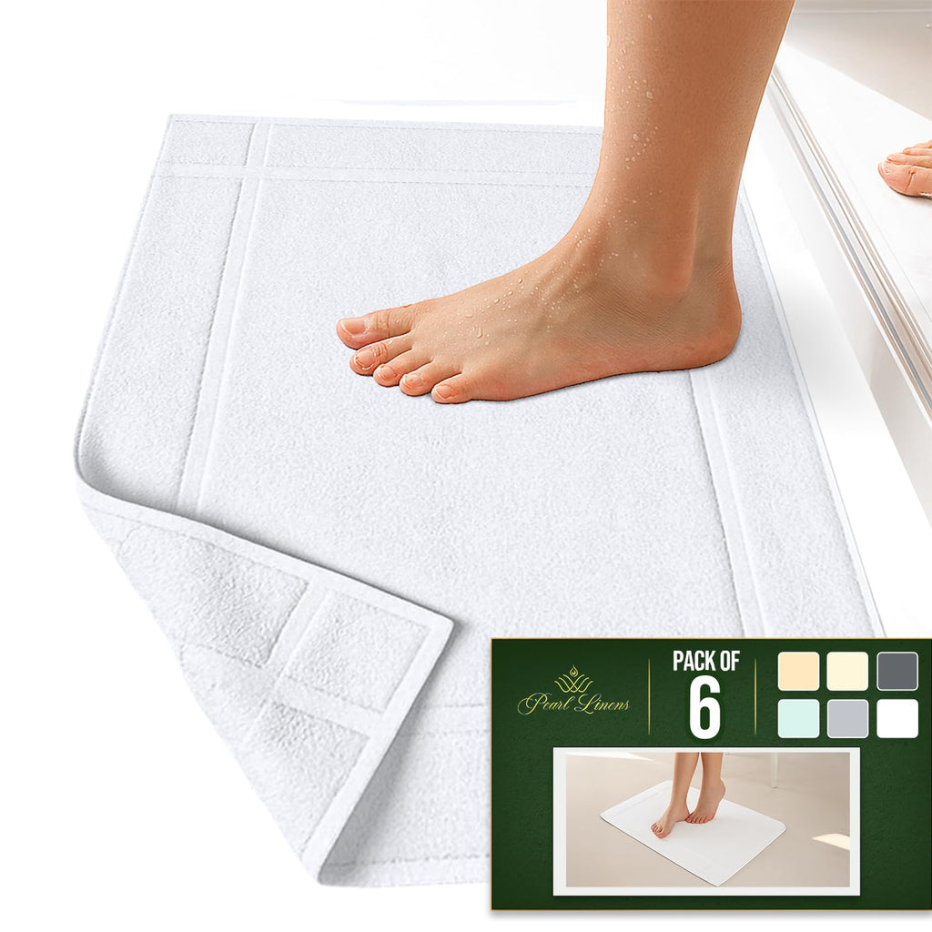 6 Pack Cotton Bath Mats, 20" X 30", White