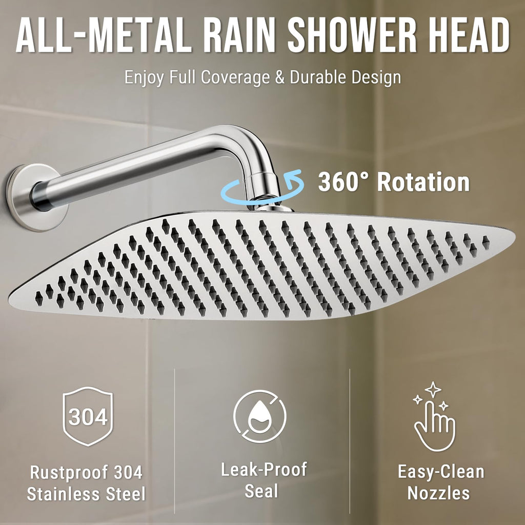 All Metal 16 Inch Large Rain Shower Head for Ceiling or Wall