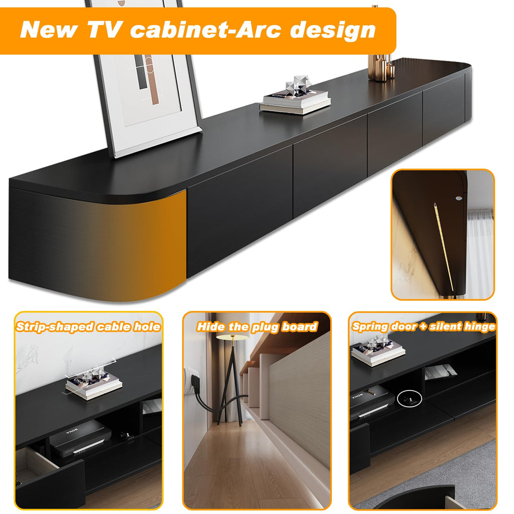 Floating TV Stand - Wall Mounted Media Console with 2 Drawer, Floating Entertainment Center TV Cabinet, Wall Mounted