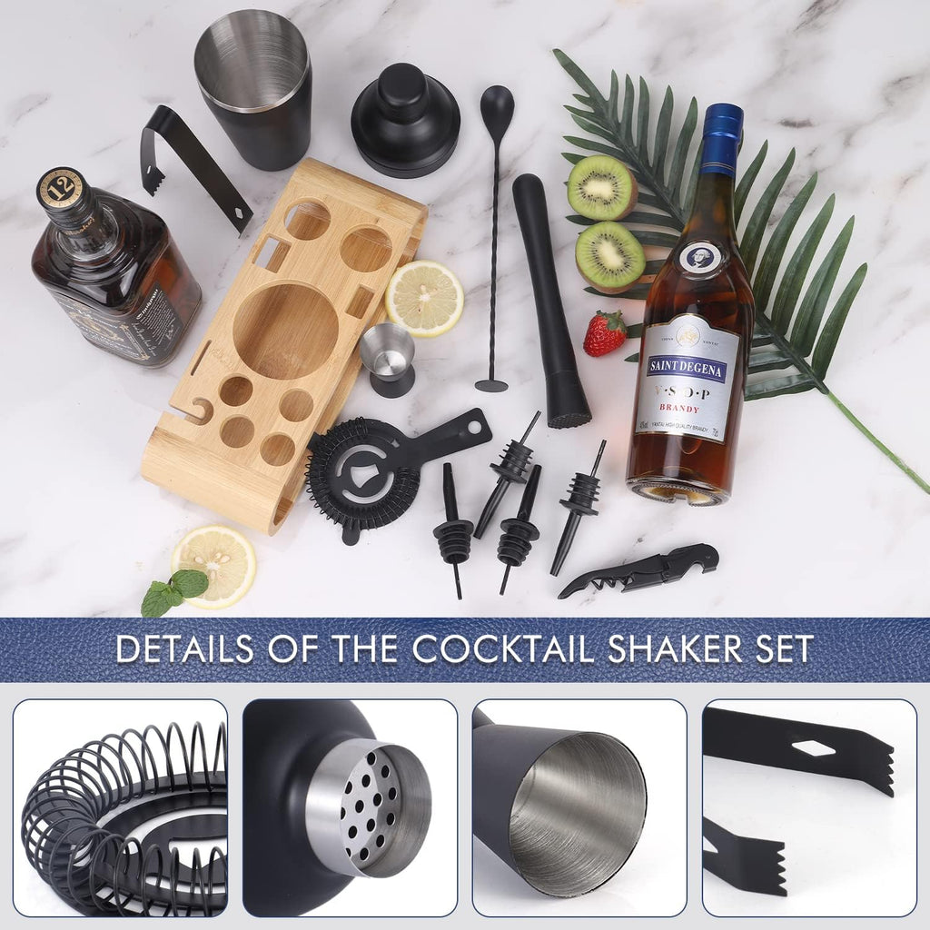 Cocktail Shaker Set Stainless Steel Bartending Kit 18.6oz Cocktail Bar Set Cocktail Mix Drink Making Kit - Set of 12