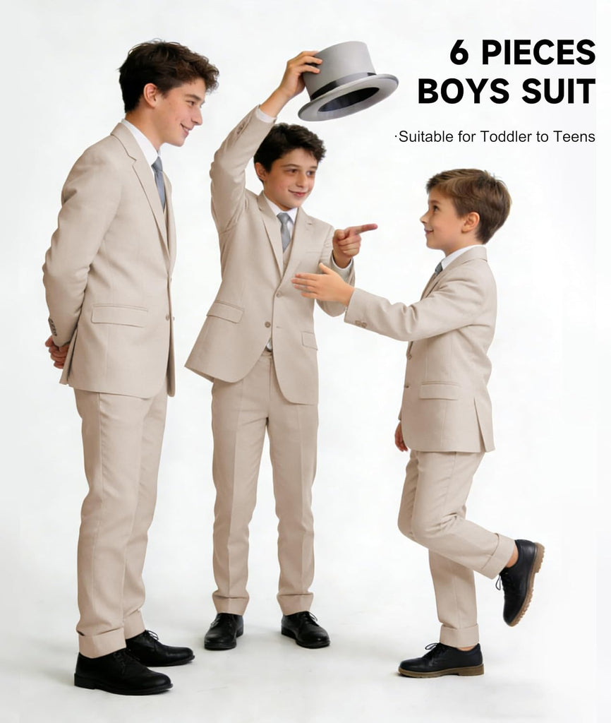Boys Suits Wedding Ring Bearer Outfits Kids Dress Clothes with Bowtie,Tie