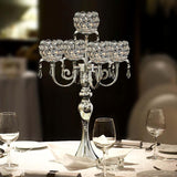 5 Arm Elegant Crystal Candle Holder,Candlestick, 22 Inch Tall Candle Holder Table Candelabra Event Party Table