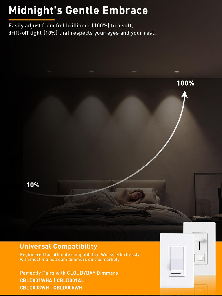 [6 Pack] 3 Inch Trimless Recessed LED Lights with Junction Box,2700-5000K Selectable,Narrow Frame Smooth Trim,9W