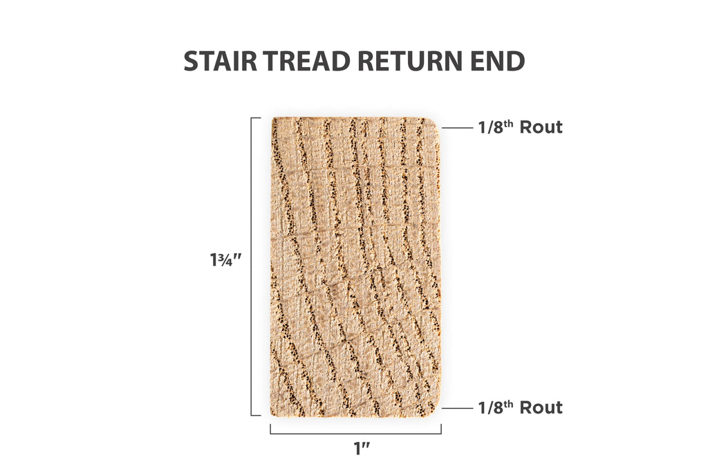 Red Oak Stair Tread Cap Kit with Riser, Tread Return, and Corner Trim, Universal Fit