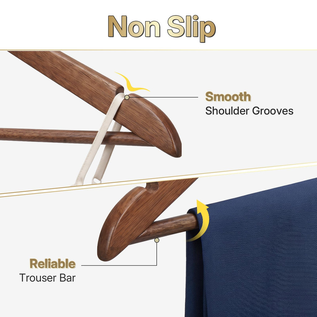Premium Wooden Hangers 30 Pack, 17.5" Smooth Wood Clothes Hangers