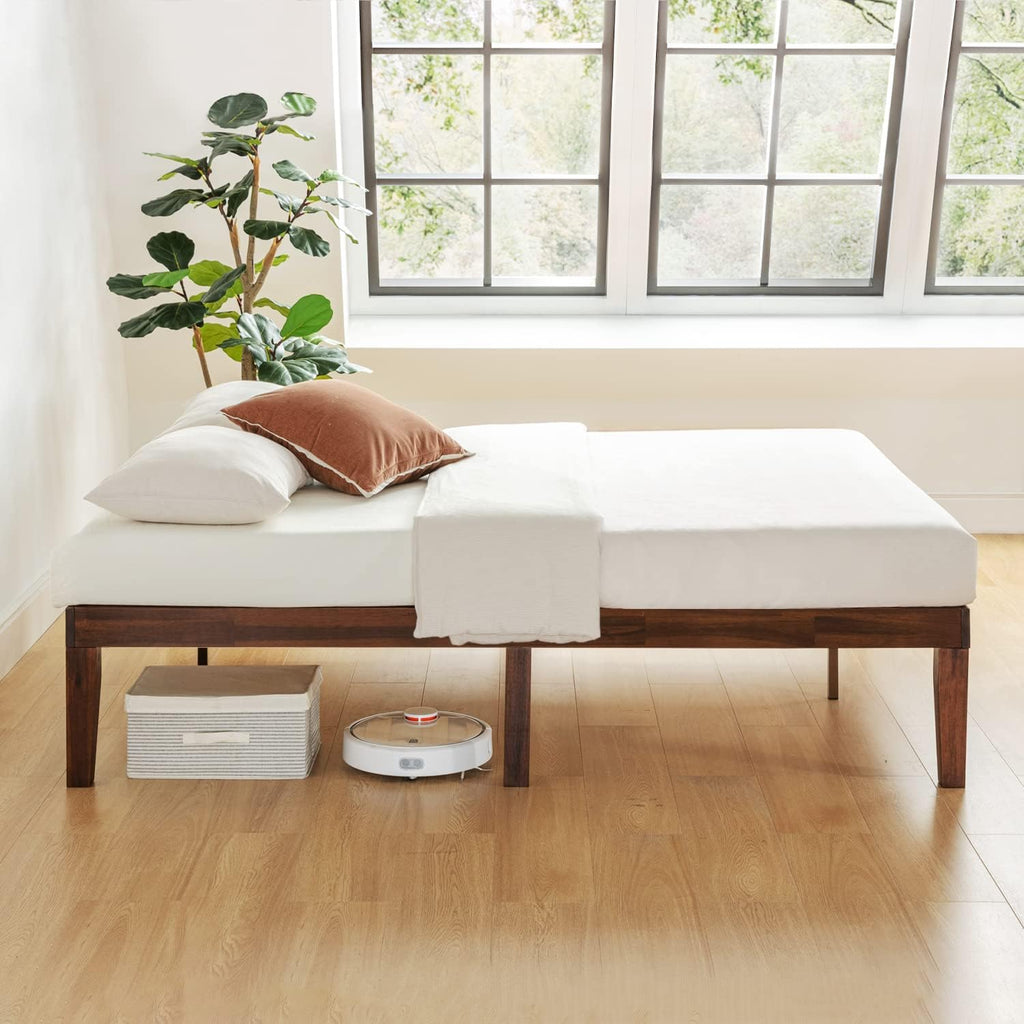 Naturalista Classic 16 Inch Solid Wood Platform Bed with Wooden Slats, Espresso, Queen