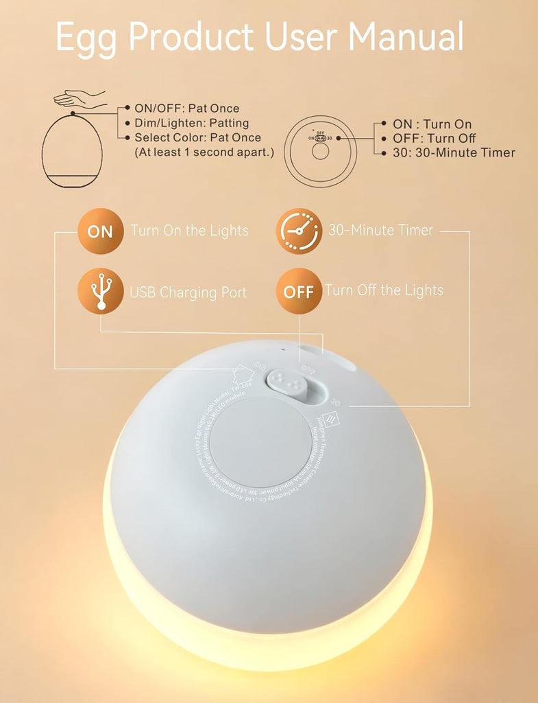 Night Light for Kids,Egg Night Light for Baby Nursery