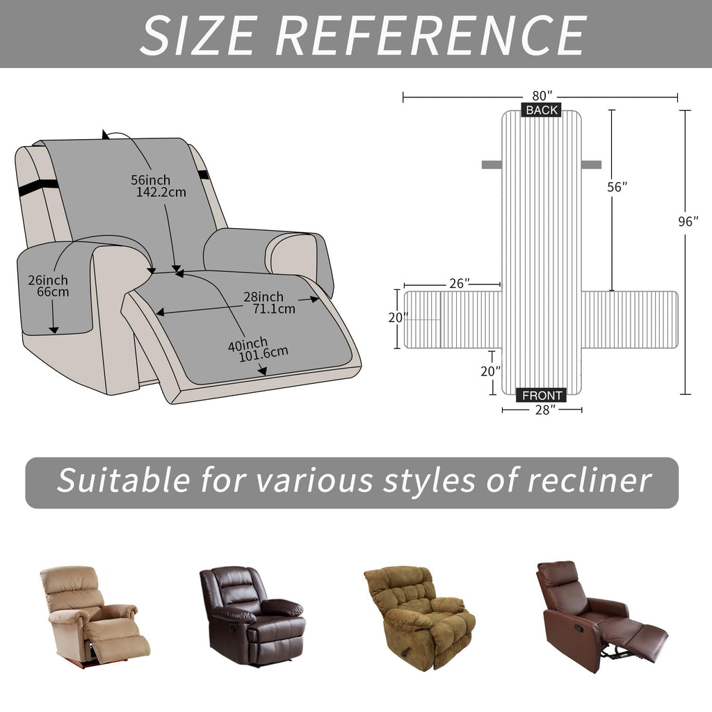 Faux Fur Recliner Chair Covers Non-Slip Waterproof Recliner Covers That Stay in Place Warm Thick Lazy Boy Recliner