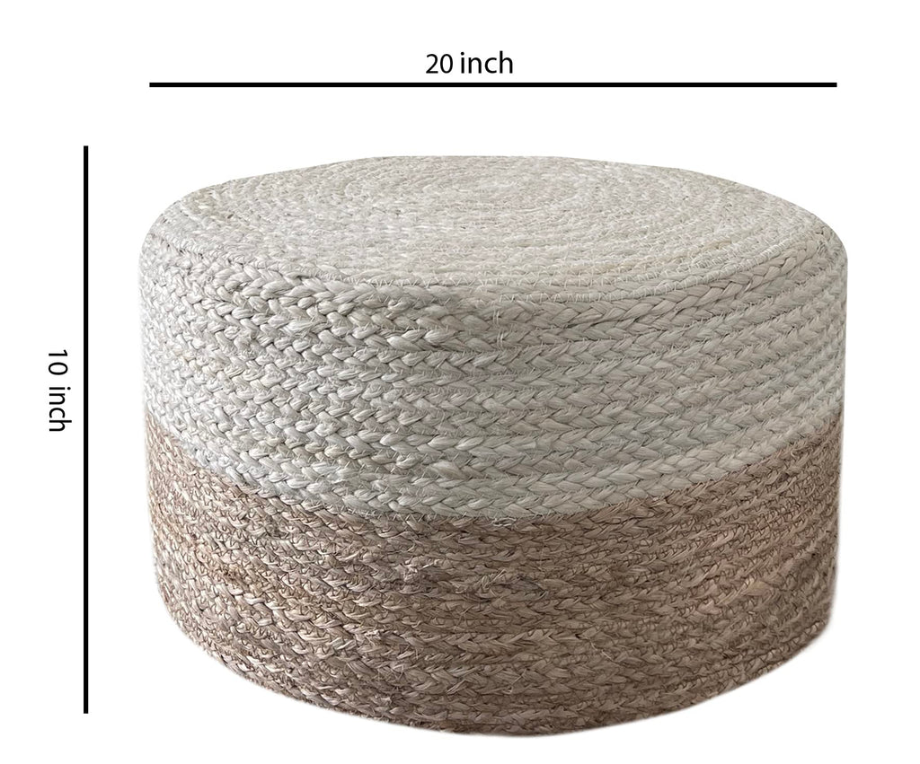 Pouf Ottoman 100% Jute Pouffe Natural Ivory (20"x20"x20")