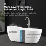 Isaac 58 in. Seamless White Acrylic Freestanding Slipper Bathtub
