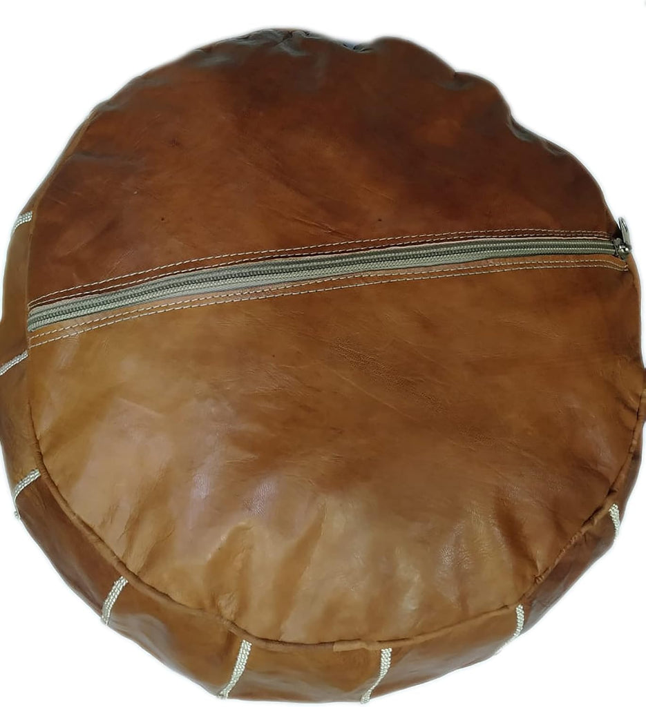 Hand Made Pouf Leather Luxury Ottomans Footstools Cover Satifaction Guarranteed Brown