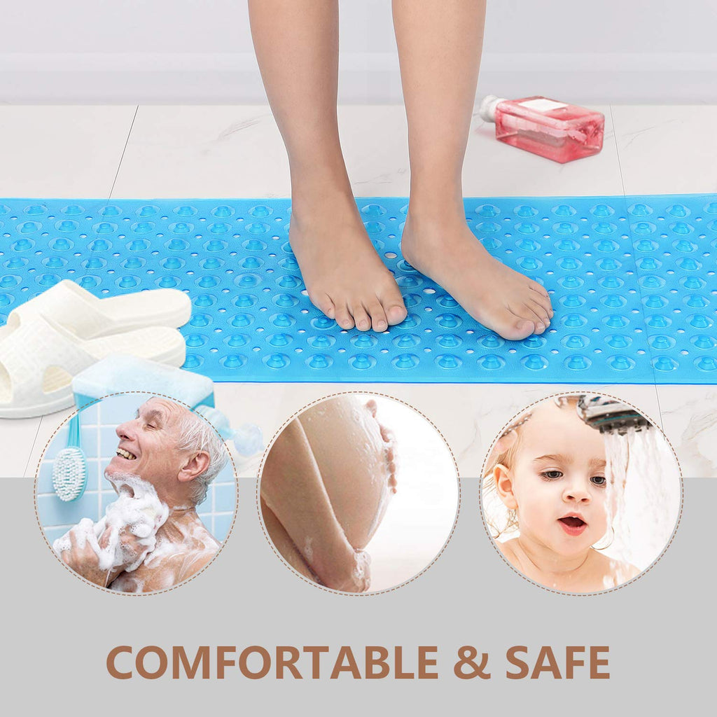 Upgrade Baby Bath Mat Non Slip Extra Long Bathtub Mat for Kids 40 X 16 Inch - Eco Friendly Bath Tub Mat with 200 Big