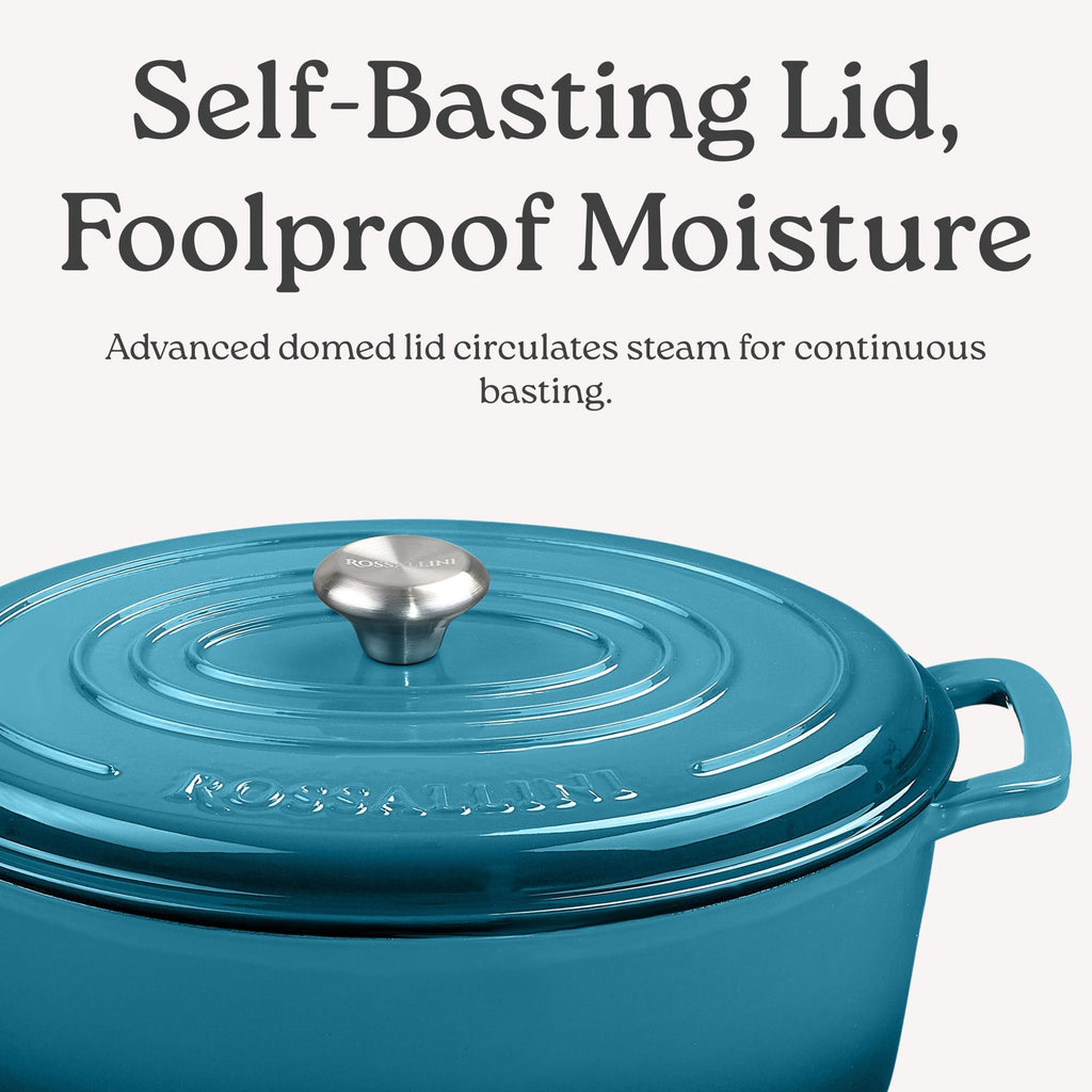 Enameled Cast Iron Oval Dutch Oven with Lid, 6.75 Quart, Sage