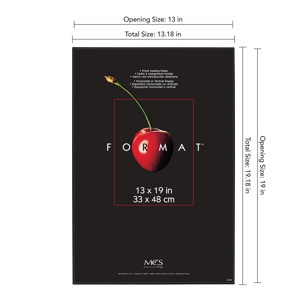 Format 13x19 Poster Frame Black Woodgrain, Vertical & Horizontal Wall Hanging Large Picture Frame for Photos, Posters