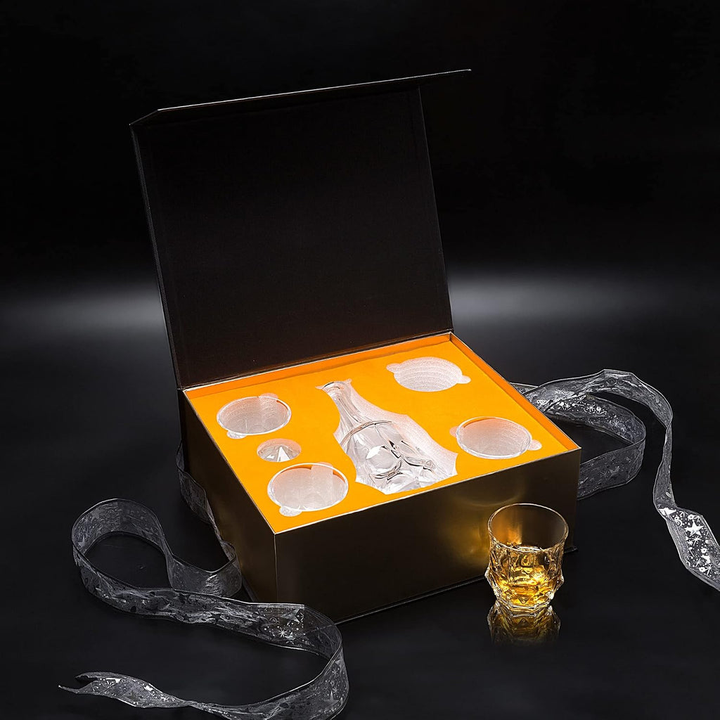 Whiskey Decanter Sets 25 Oz Liquor Bottle with 10 Oz Crystal Glasses - Set of 3