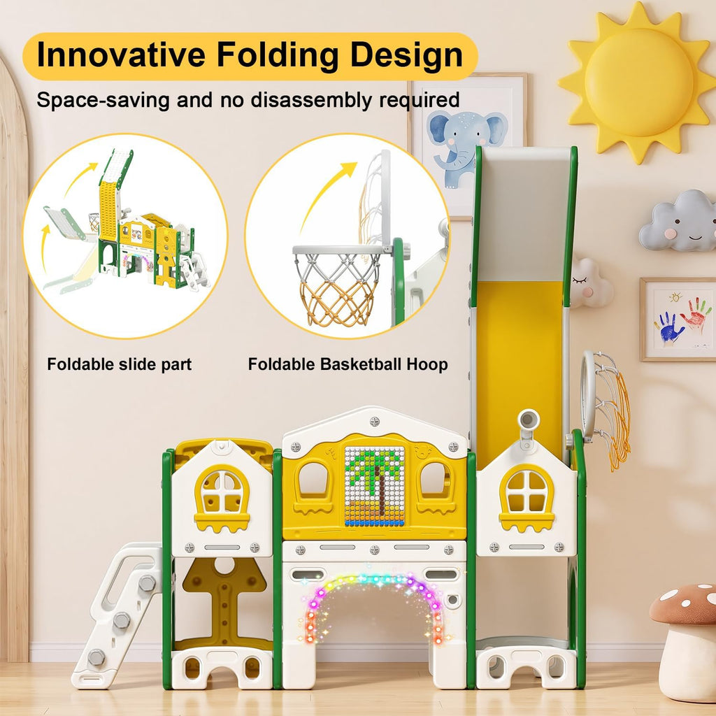 10 in 1 Toddler Slide for Toddlers Aged 1-3 Indoor Playset Green