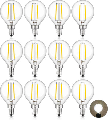 2W LED Globe Bulbs G16.5 Edison E12 4000K Neutral White, 12-Pack | 250LM 25W Equivalent, Clear Glass Vintage Edison