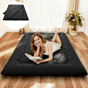 4" Thick Japanese Futon Mattress Foldable Floor Mattress for Guests, Dorms & Rooms, Portable Tatami Mat with Firm