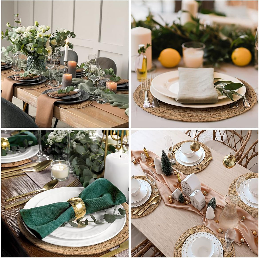 13" Round Woven Placemats Set of 10, Plate Chargers for Dining Table | 13 Inch Place Mats Set of 10, Wicker Chargers