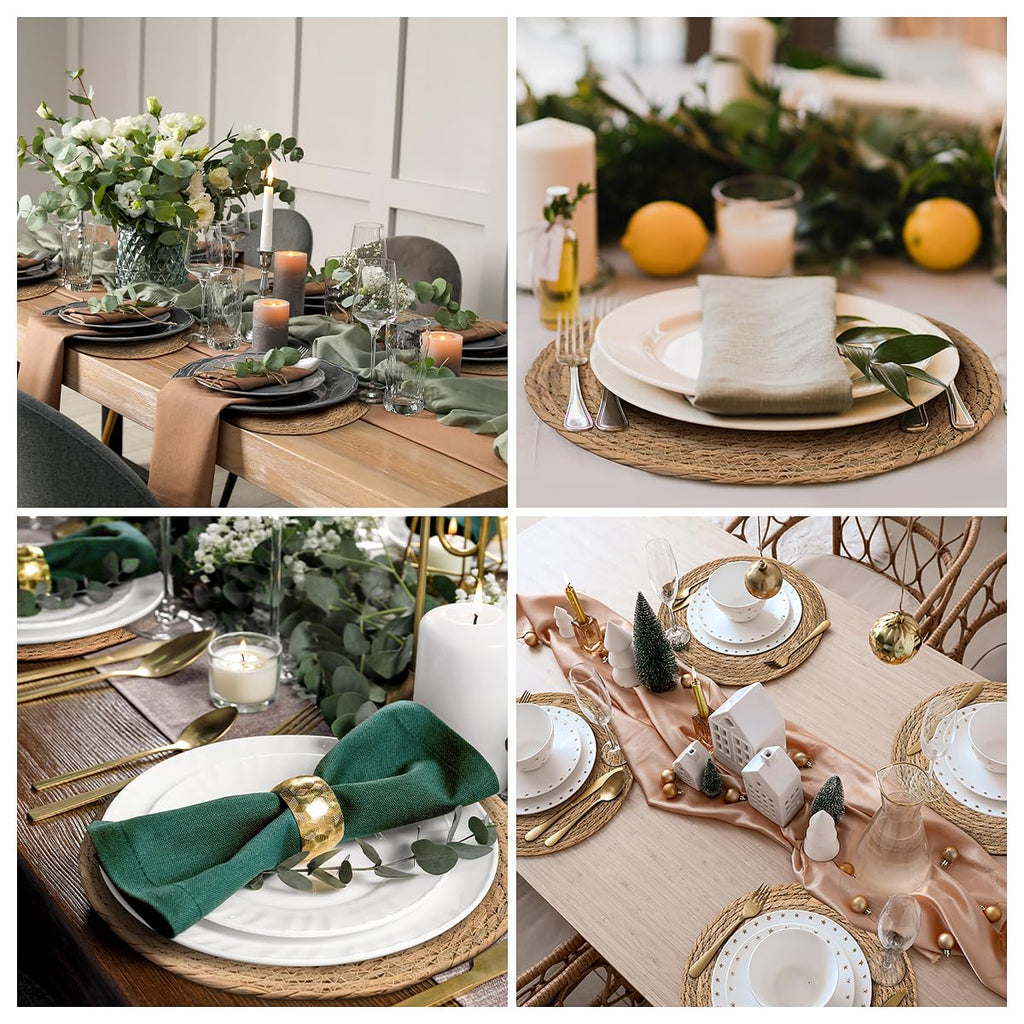 13in Round Fall Placemats Set of 4, Woven Chargers for Dinner Plates