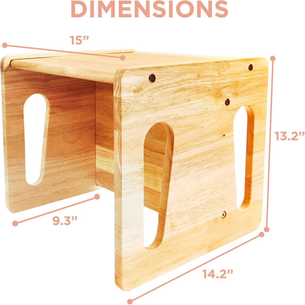 Weaning Table and Chair (15 inch) - Solid Wooden Toddler Chair/Table - Cube Chair for Toddlers - Hardwood - Kids