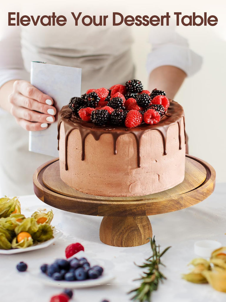 Acacia Wood Cake Stand with Acrylic Lid, 2-in-1 12 inch Round Cake Holder