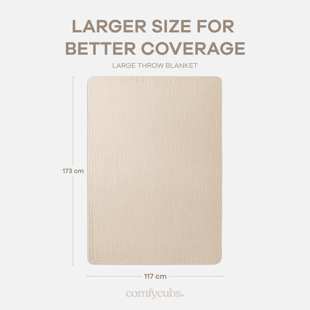 Muslin Throw Blanket 46" X 68" Sand - Throw Blanket