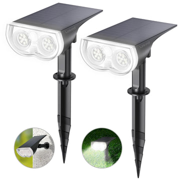 Solar Lights Outdoor Waterproof Landscape Spotlight Daylight 2 Pack