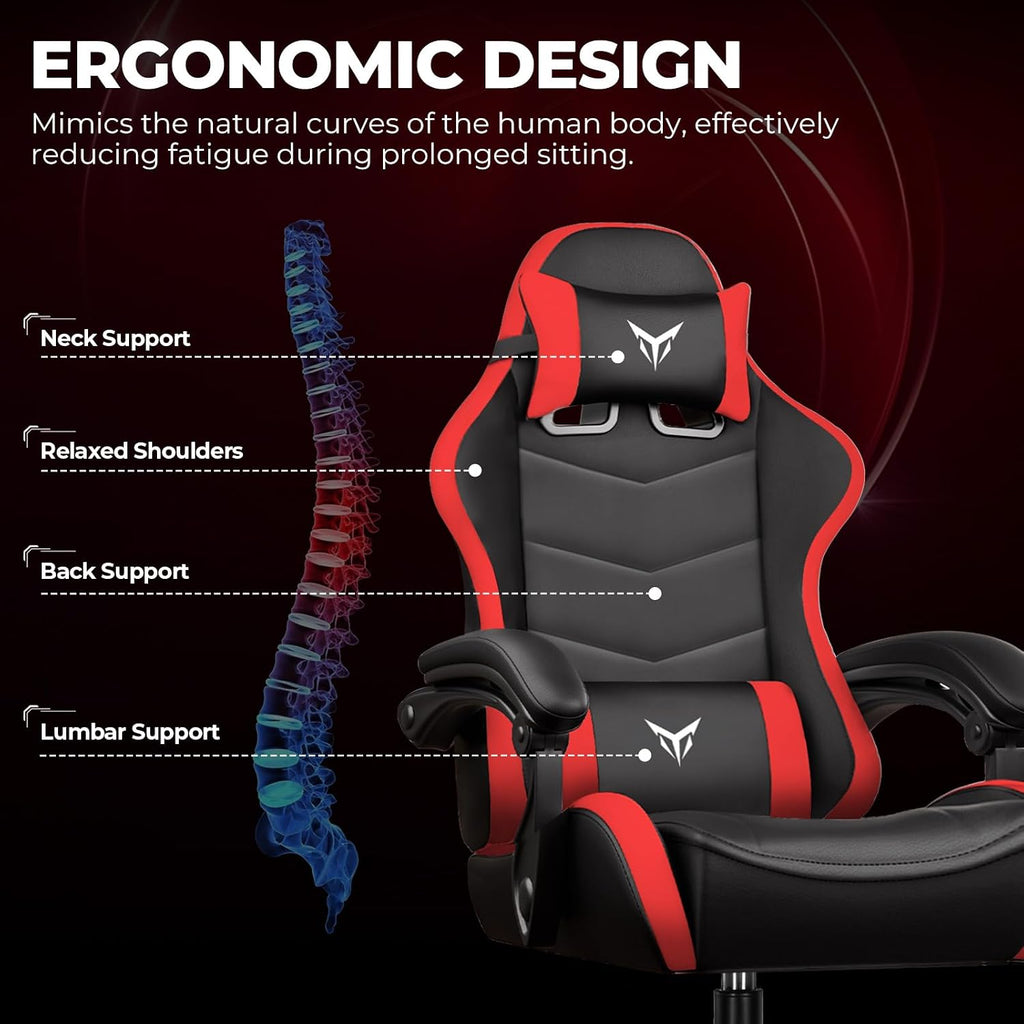 Gaming Chair, Video Game Chairs Racing Style PC Game Chairs 350lbs for Adults - Padded High Back Ergonomic Reclining