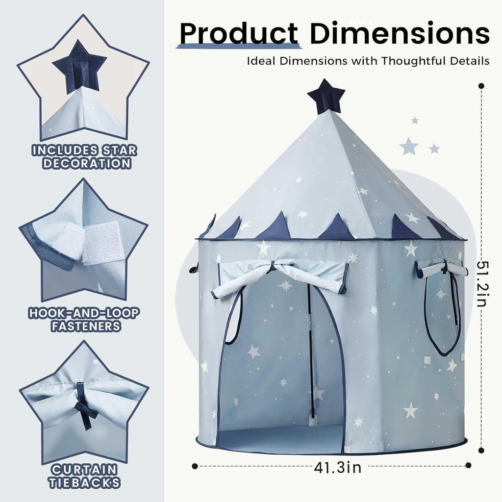 Kids Castle Play Tent, Starry Sky Mongolian Style Indoor/Outdoor Playhouse, Portable Kids Game Tent with Carry Bag