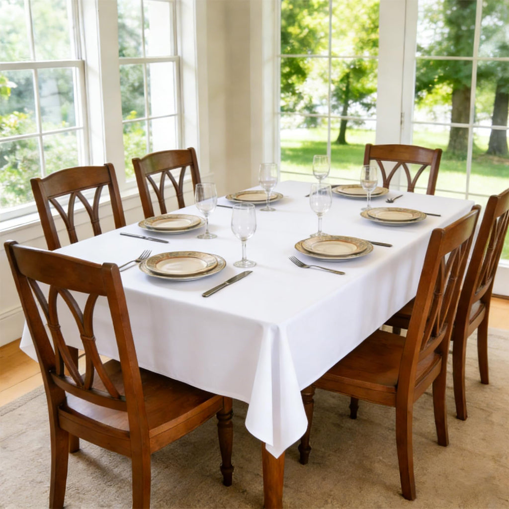 2 Pack 60x90 Inch Rectangle Tablecloth Washable White Table Cloth