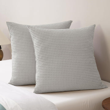 Ultra Soft Waffle Weave Euro Shams 26" x 26", Light Grey, No Insert