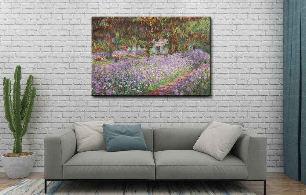 Irises in Monet's Garden, 1900 by Claude Monet - Large Canvas Art Bathroom Wall Decor Painting Print Framed Bedroom