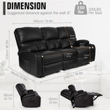 Home Theater Seating,RV Recliner Sofa with Massage and Heat,Manual RV Recliner Loveseat with USB/Cup Holders