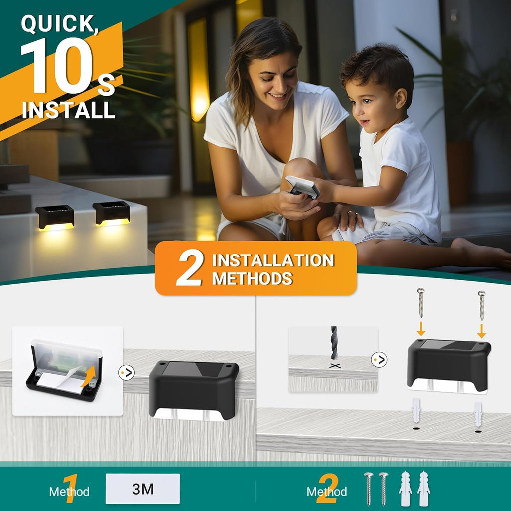Solar Deck Lights Outdoor Waterproof LED 12 Pack, Warm White