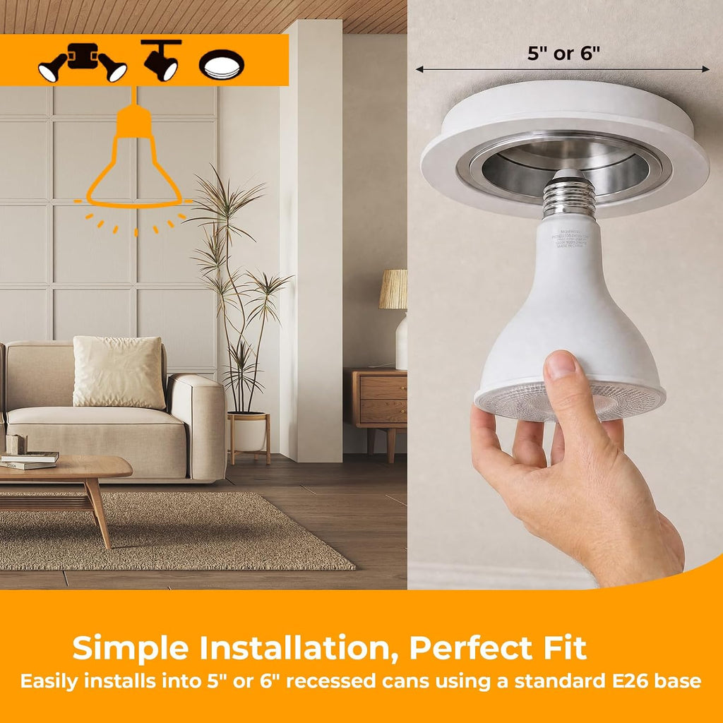 Recessed Light Bulbs Dimmable 75W Equivalent 3000K Warm White, 6 Pack